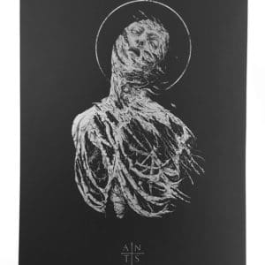 Antaeus Extase by Dehn Sora, silver ink on black paper, detail 1