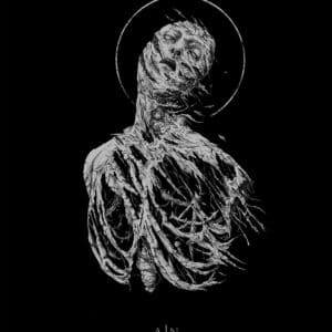 Antaeus Extase by Dehn Sora, silver ink on black paper